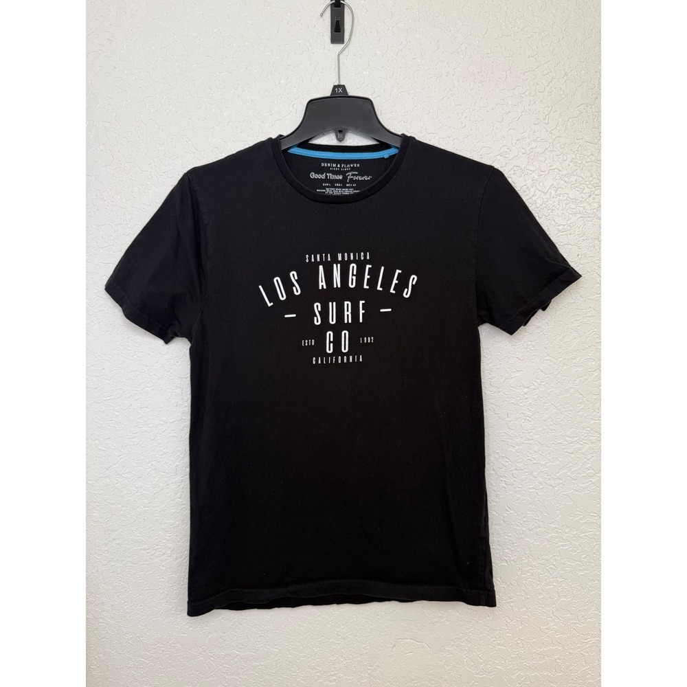 Denim Flower Mens Black Los Angeles Surf Co Graphic T Shirt Size L